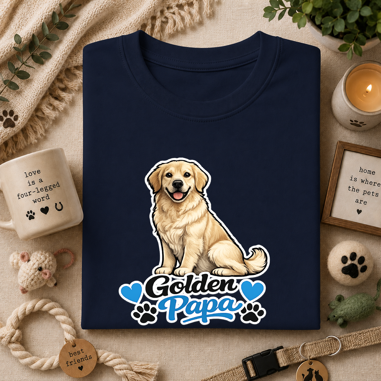 Golden Retriever Papa T‑Shirt — Cute Golden Dog Dad Tee