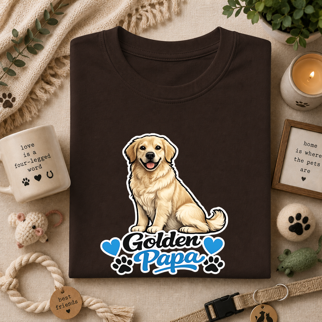 Golden Retriever Papa T‑Shirt — Cute Golden Dog Dad Tee