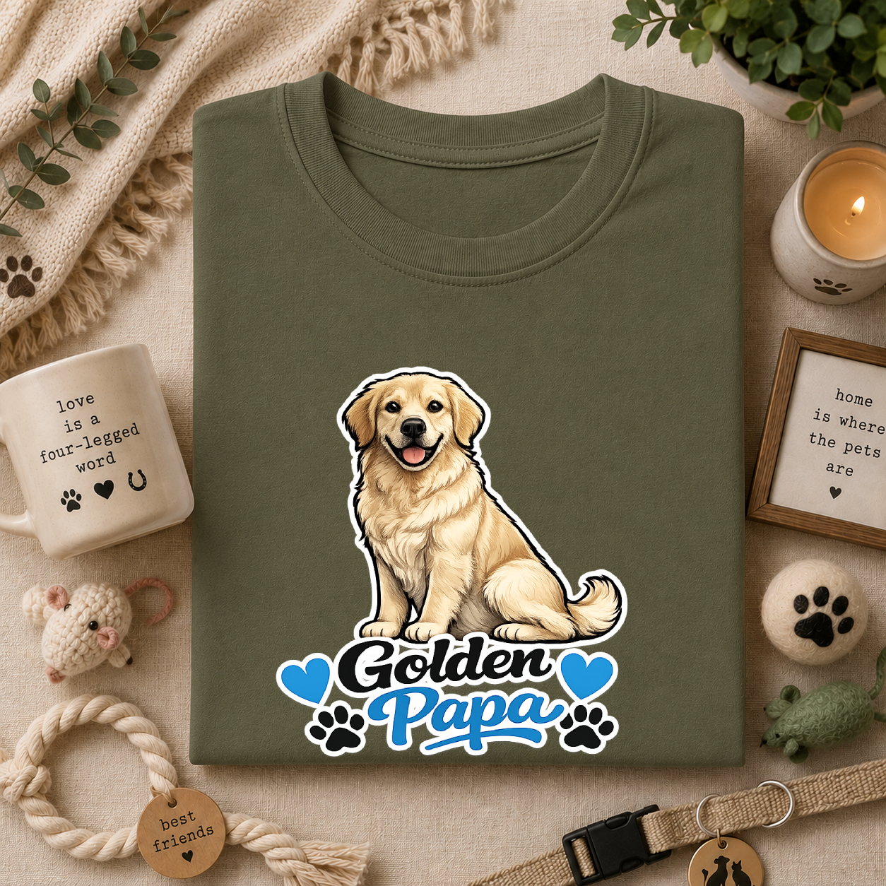 Golden Retriever Papa T‑Shirt — Cute Golden Dog Dad Tee