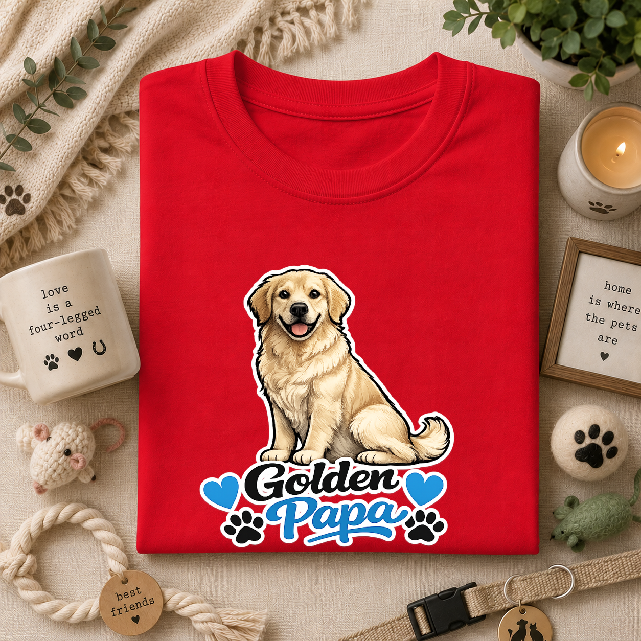 Golden Retriever Papa T‑Shirt — Cute Golden Dog Dad Tee