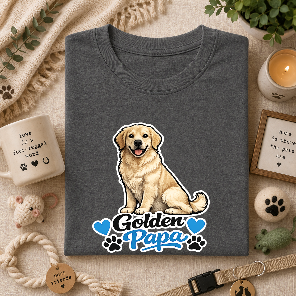 Golden Retriever Papa T‑Shirt — Cute Golden Dog Dad Tee