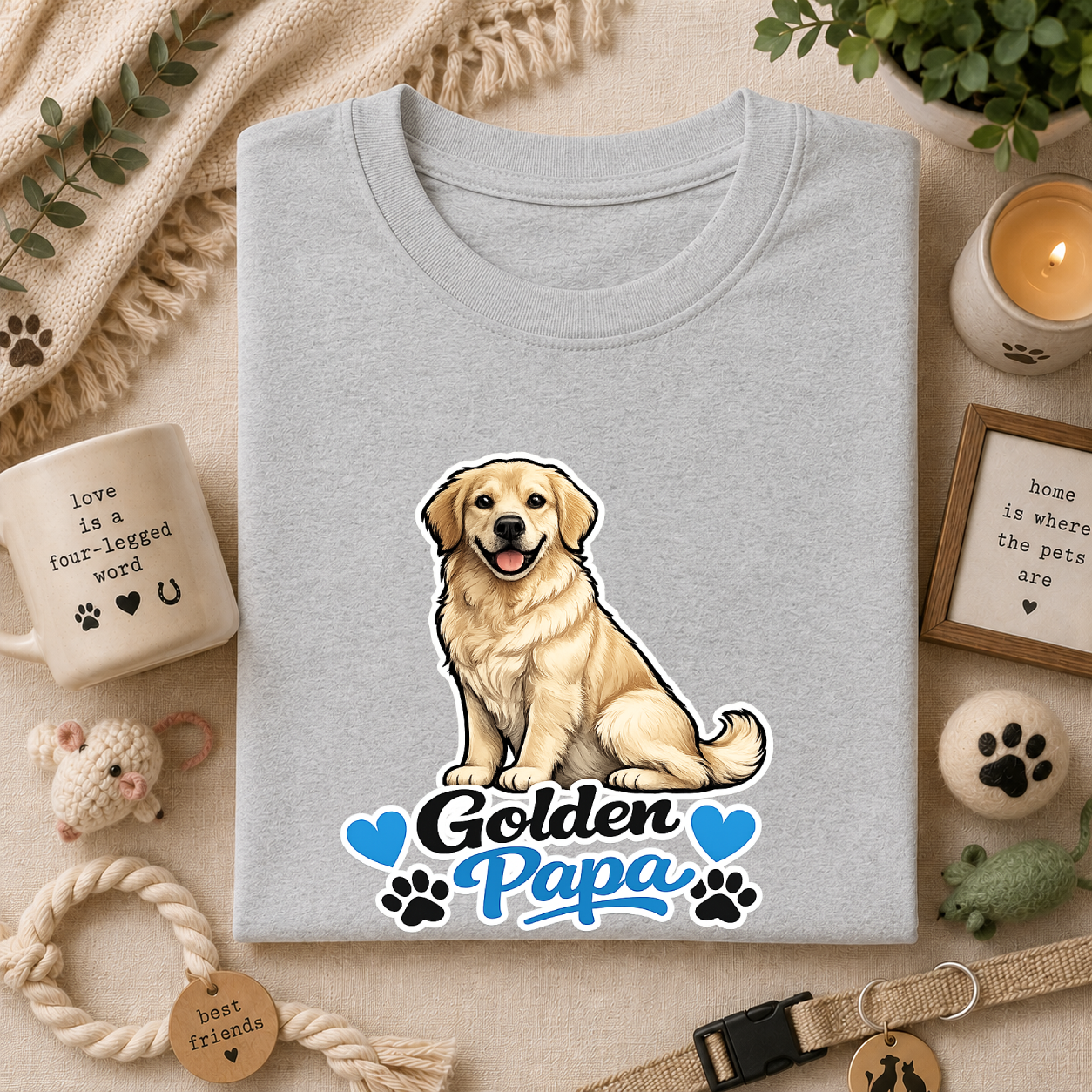Golden Retriever Papa T‑Shirt — Cute Golden Dog Dad Tee