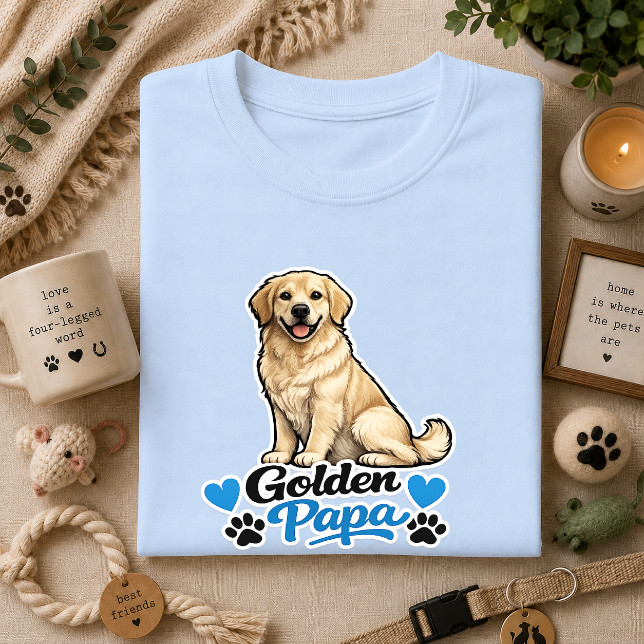 Golden Retriever Papa T‑Shirt — Cute Golden Dog Dad Tee