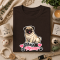 Pug Mama T-Shirt — Cute Pug Mom Tee with Hearts & Paw Prints