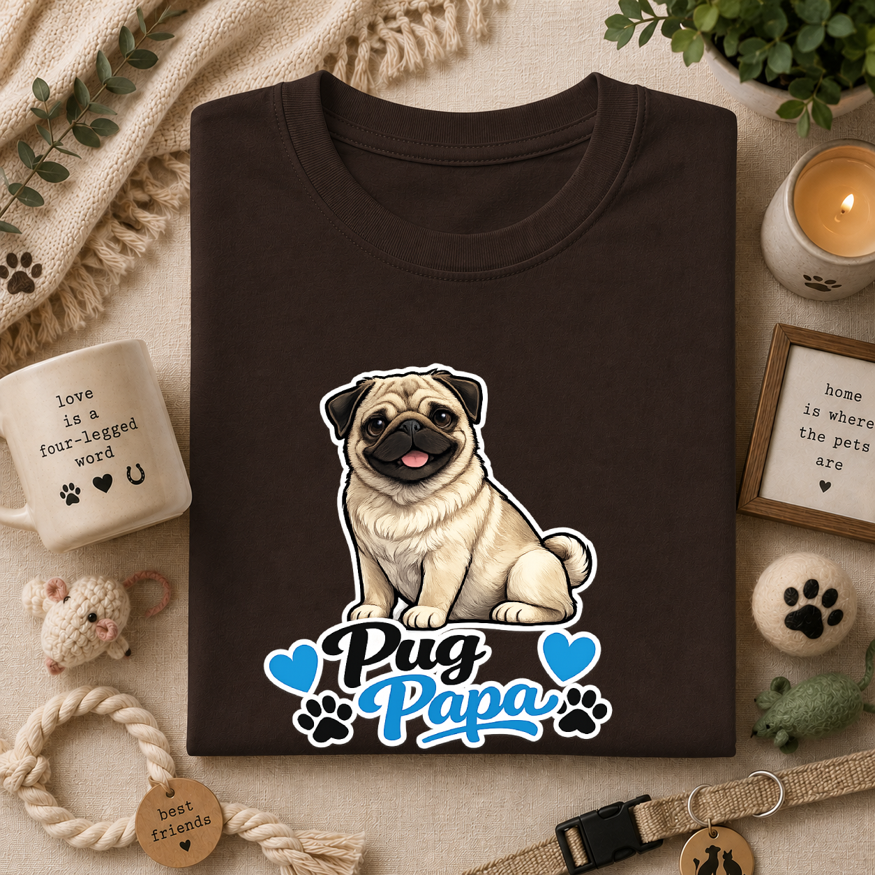 Pug Papa T‑Shirt — Cute Pug Dog Graphic Tee for Dog Lovers