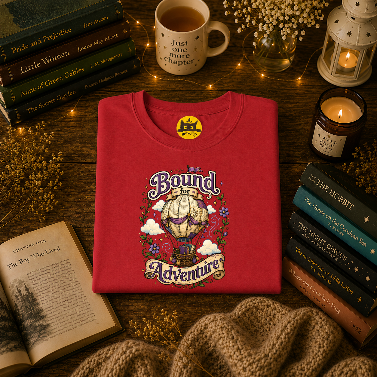 Adventure T-Shirt — “Bound for Adventure” Hot Air Balloon Travel Tee