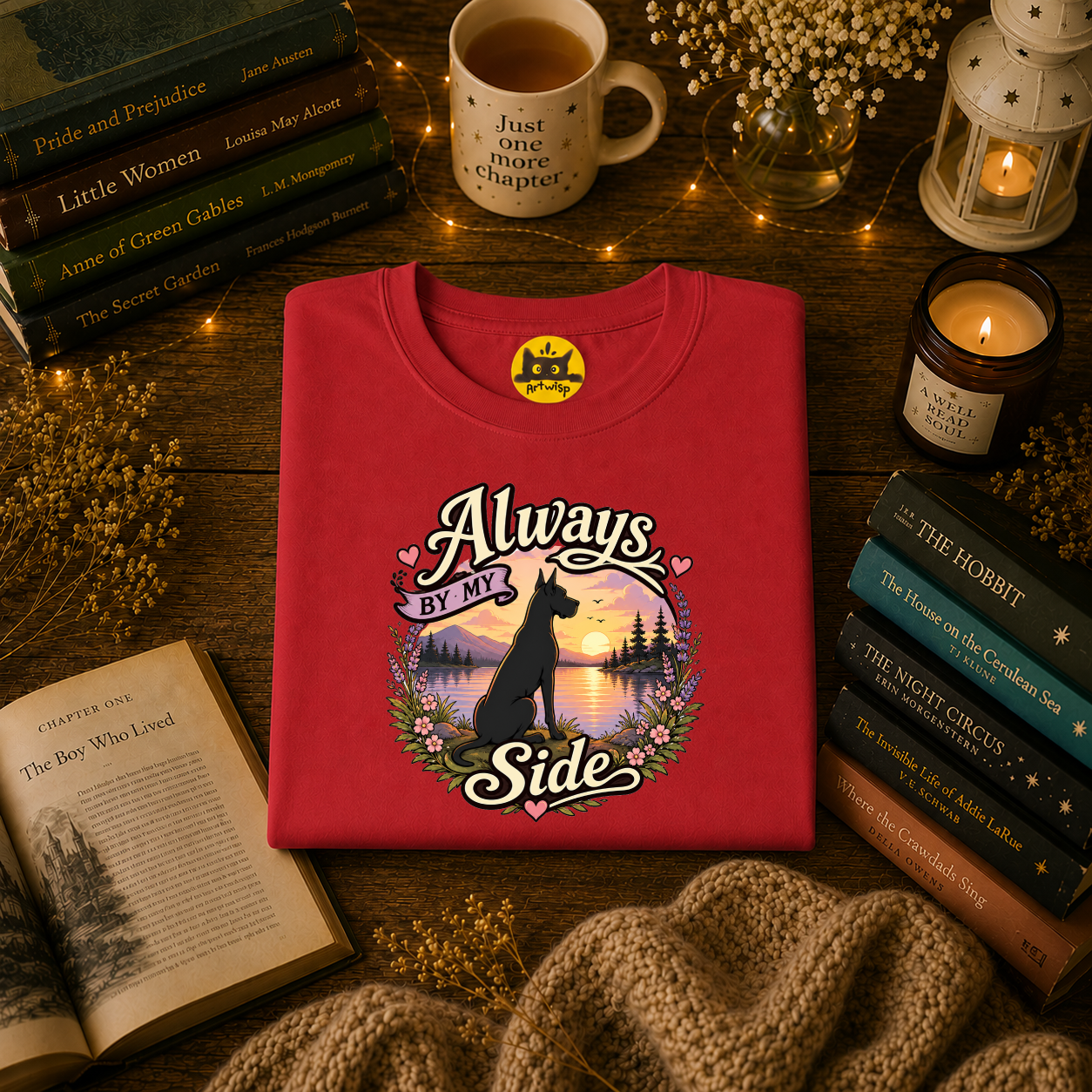 Always By My Side Great Dane T-Shirt — Sunset Silhouette Pet Lover Tee