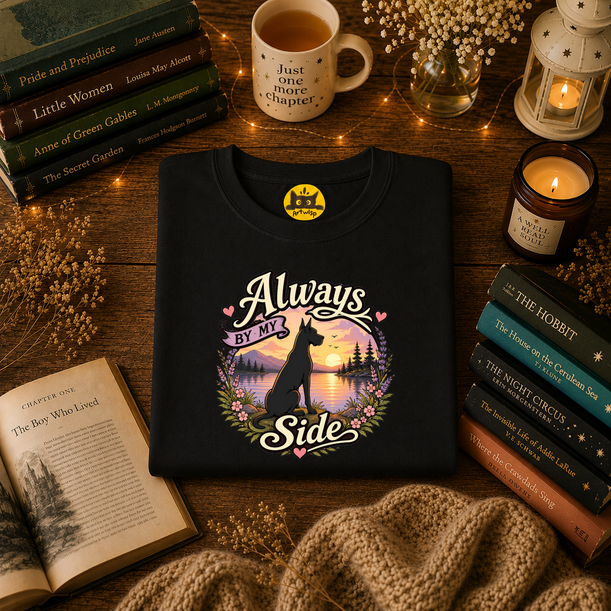 Always By My Side Great Dane T-Shirt — Sunset Silhouette Pet Lover Tee