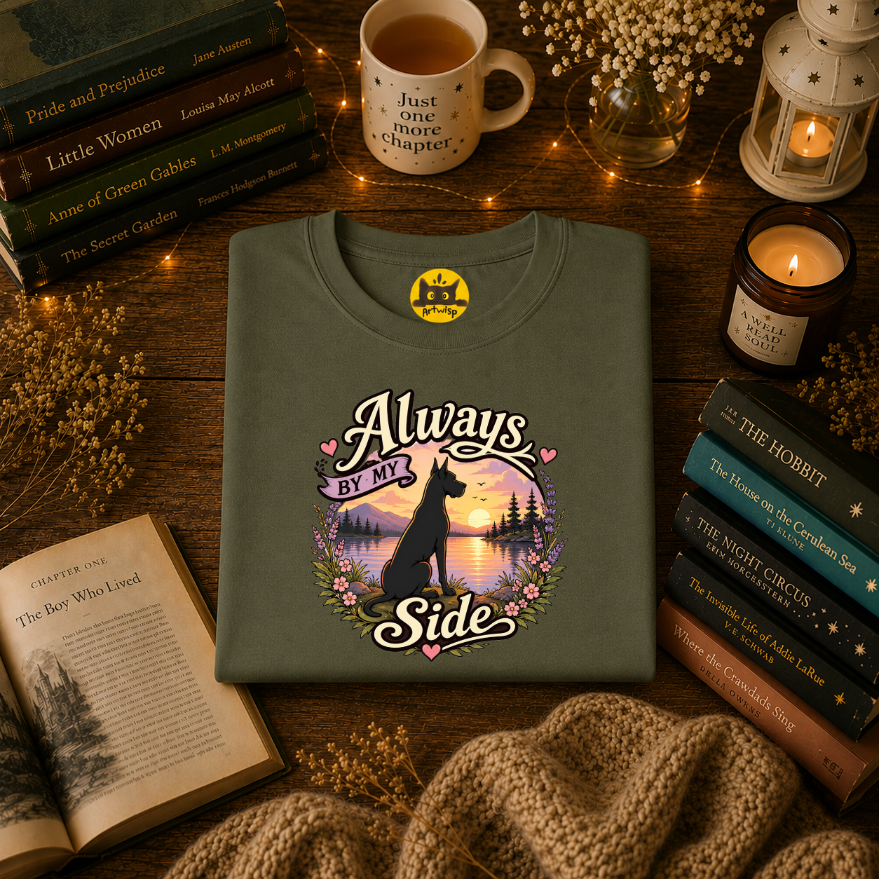 Always By My Side Great Dane T-Shirt — Sunset Silhouette Pet Lover Tee