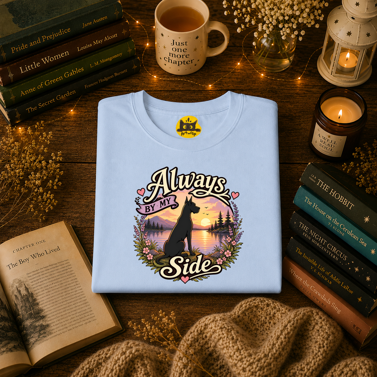 Always By My Side Great Dane T-Shirt — Sunset Silhouette Pet Lover Tee