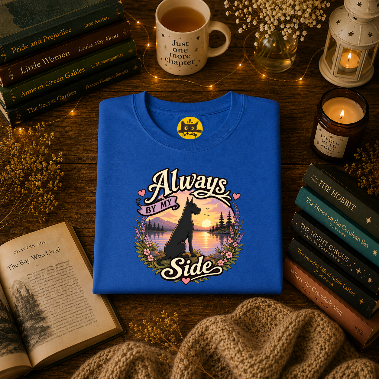 Always By My Side Great Dane T-Shirt — Sunset Silhouette Pet Lover Tee