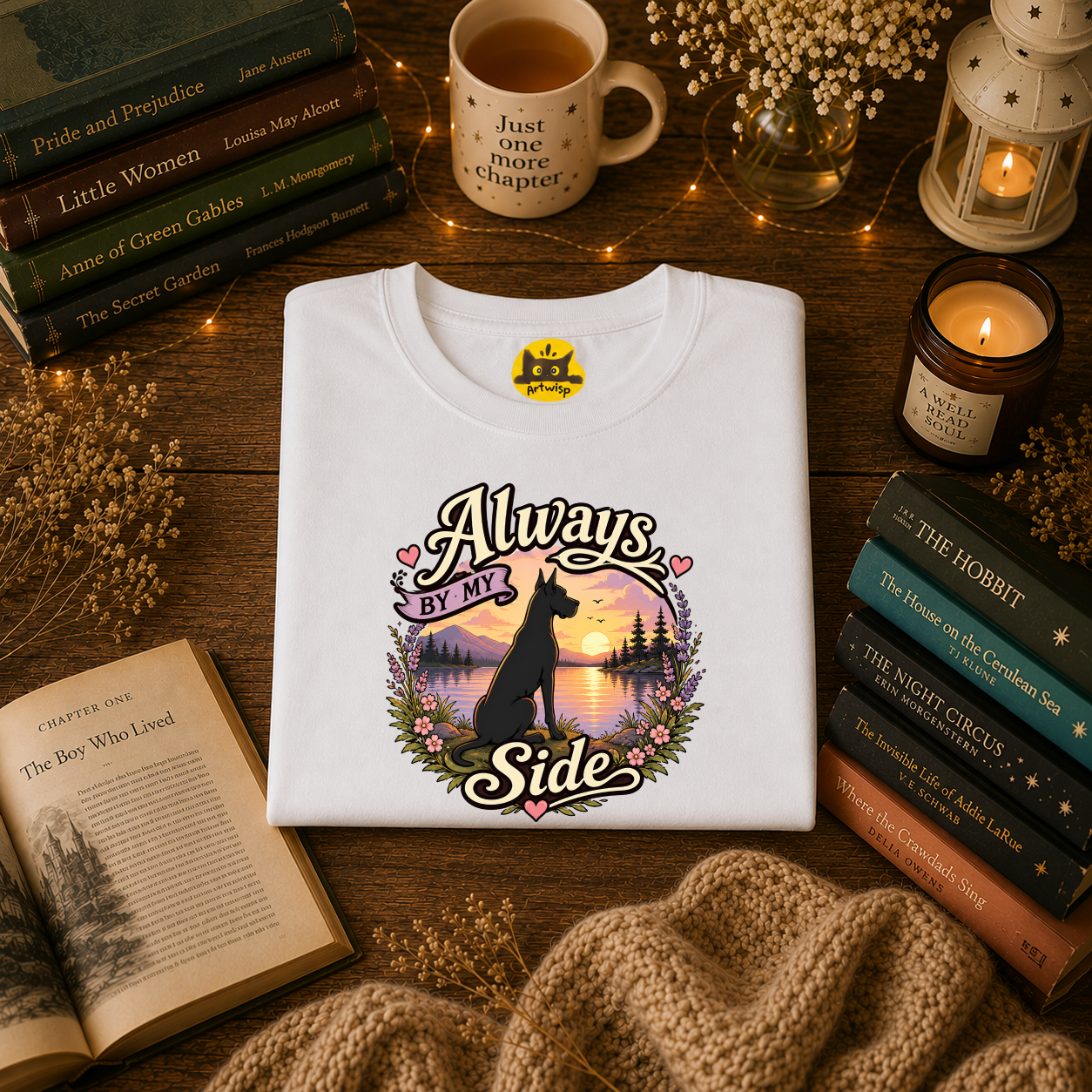 Always By My Side Great Dane T-Shirt — Sunset Silhouette Pet Lover Tee