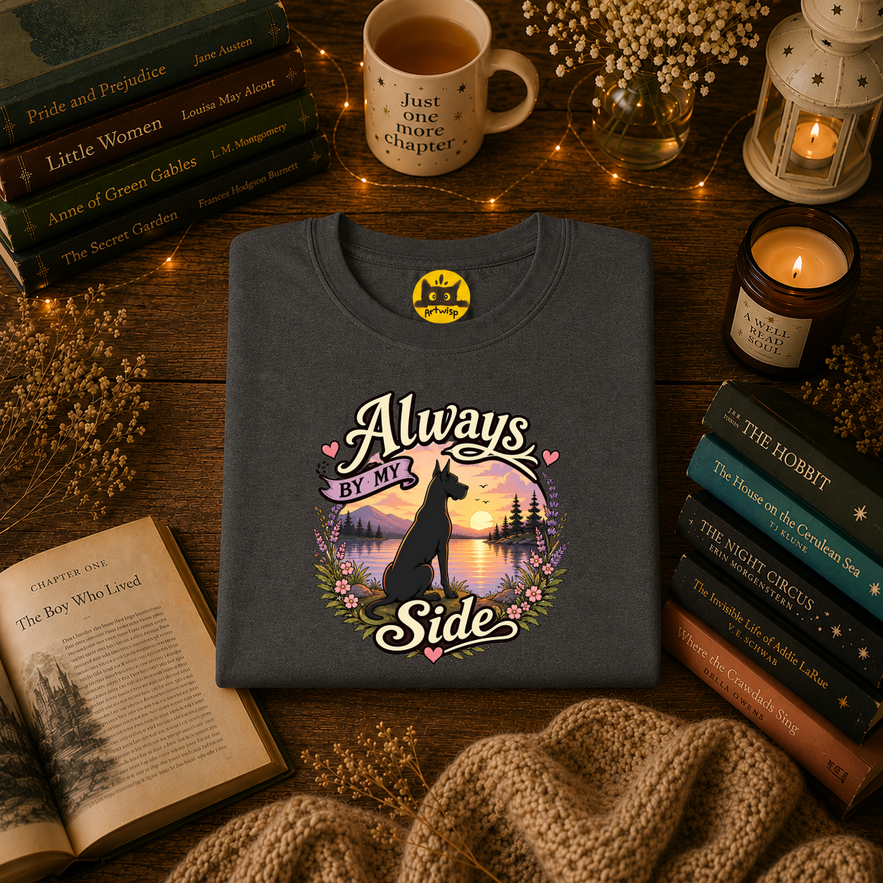 Always By My Side Great Dane T-Shirt — Sunset Silhouette Pet Lover Tee