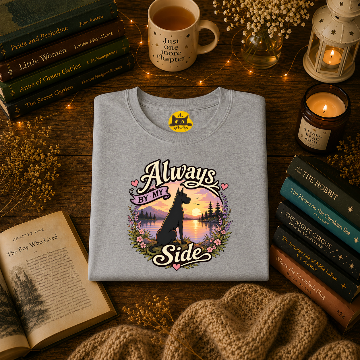 Always By My Side Great Dane T-Shirt — Sunset Silhouette Pet Lover Tee