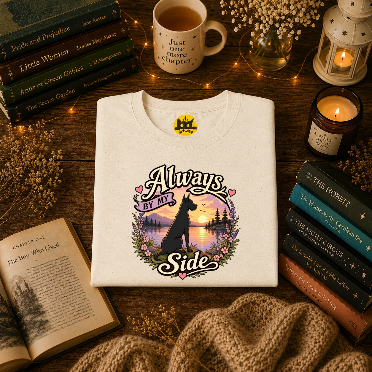 Always By My Side Great Dane T-Shirt — Sunset Silhouette Pet Lover Tee