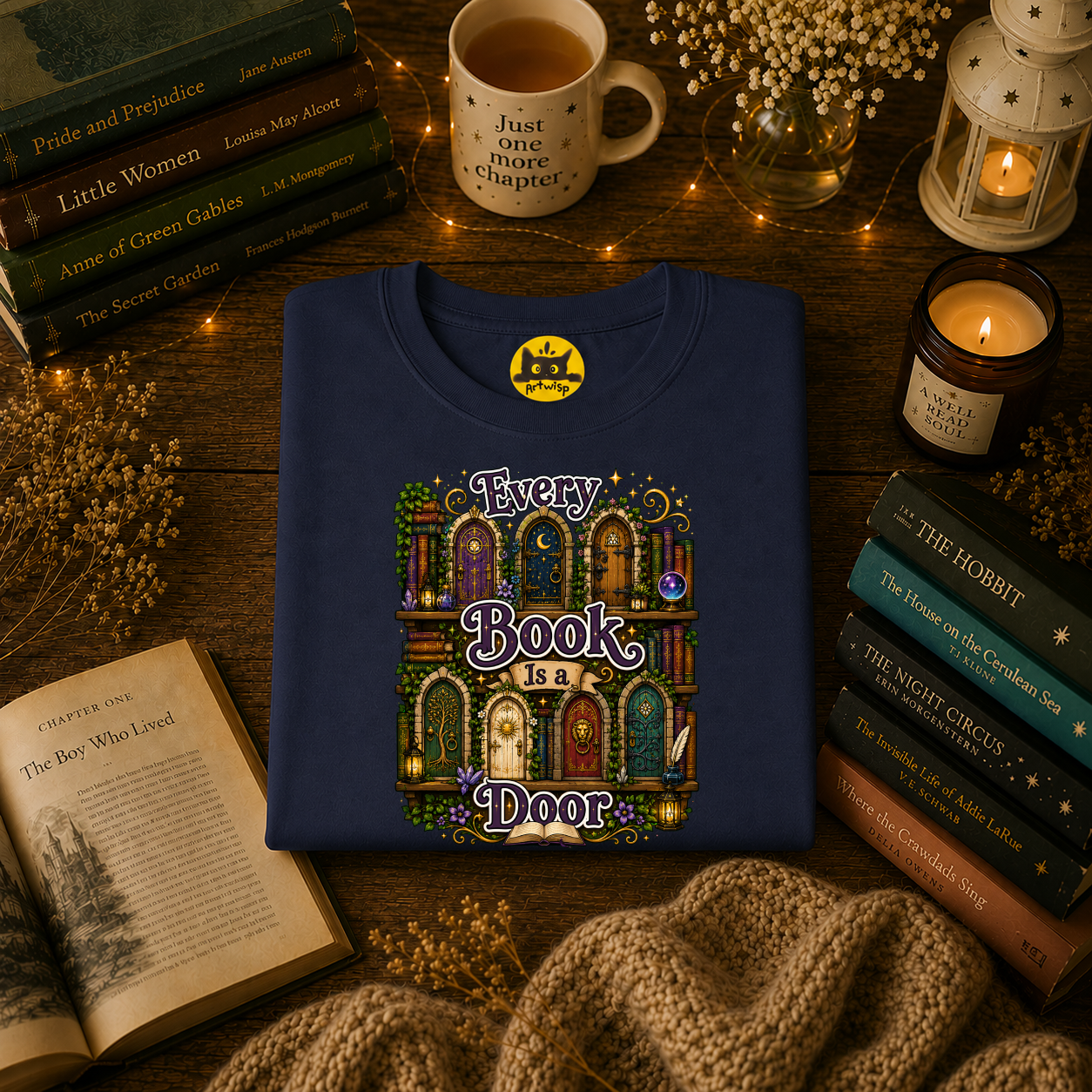 Every Book Is a Door T-Shirt — Literary Fantasy Reader Tee