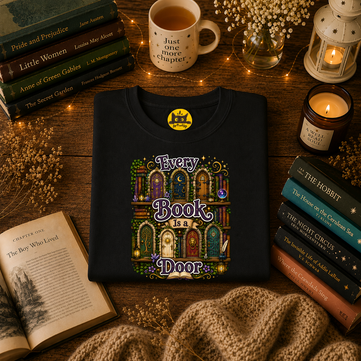 Every Book Is a Door T-Shirt — Literary Fantasy Reader Tee