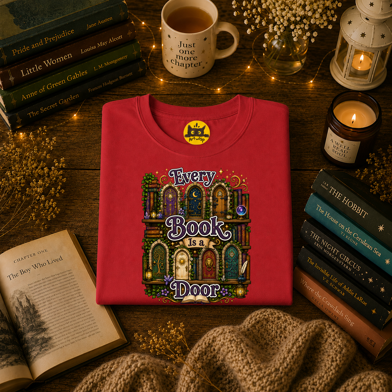 Every Book Is a Door T-Shirt — Literary Fantasy Reader Tee