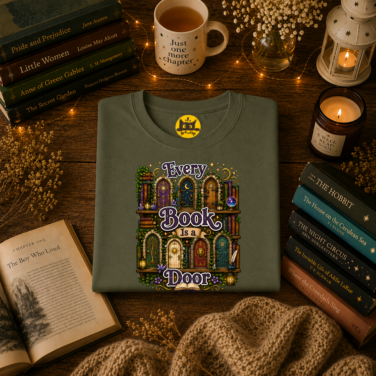 Every Book Is a Door T-Shirt — Literary Fantasy Reader Tee