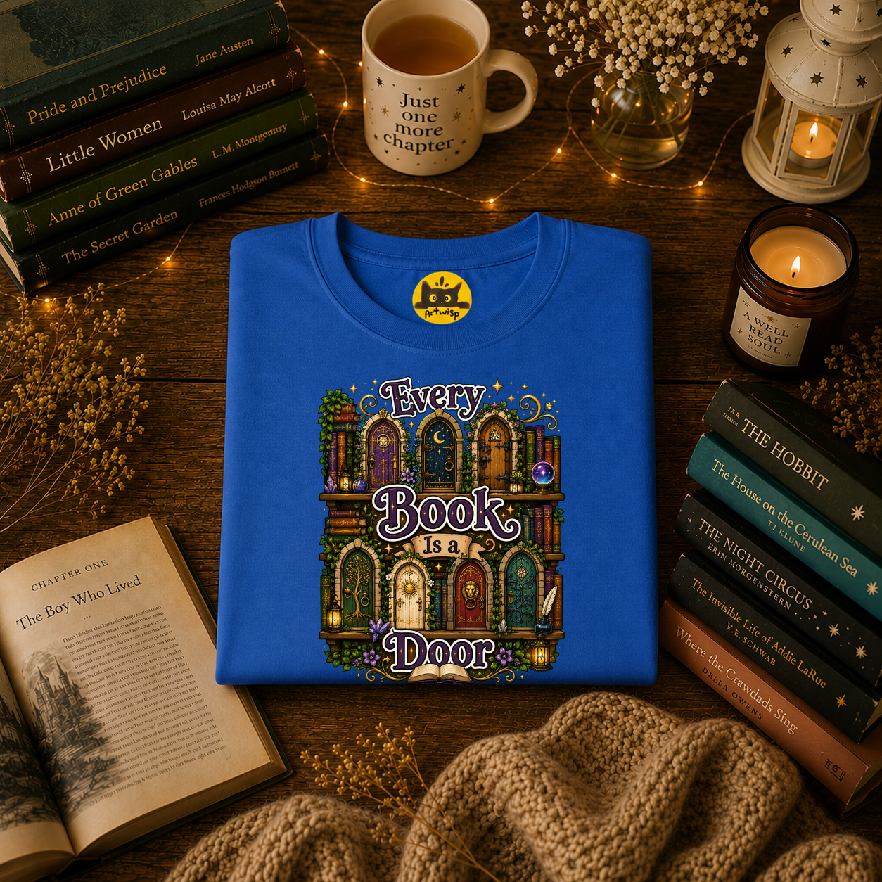 Every Book Is a Door T-Shirt — Literary Fantasy Reader Tee
