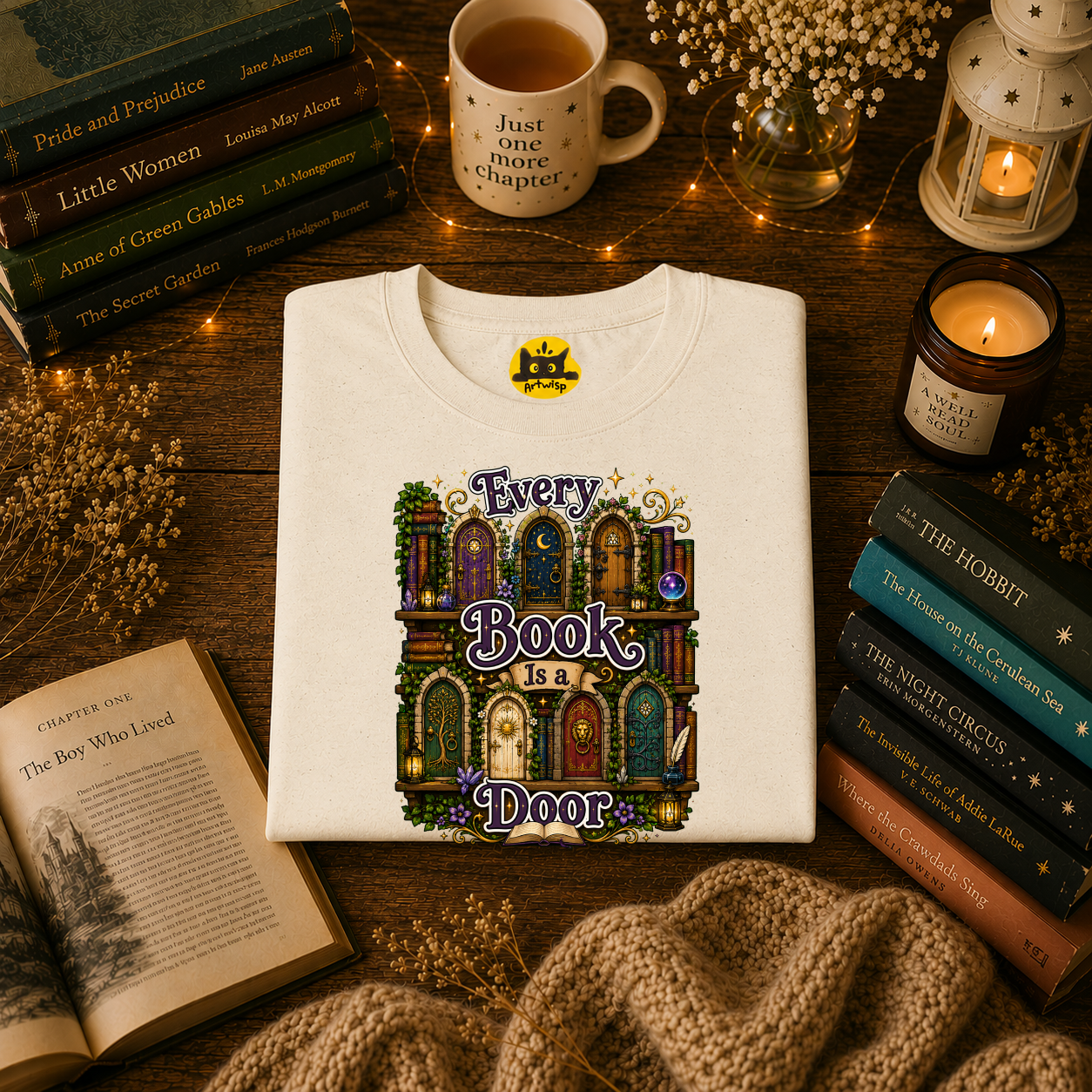 Every Book Is a Door T-Shirt — Literary Fantasy Reader Tee