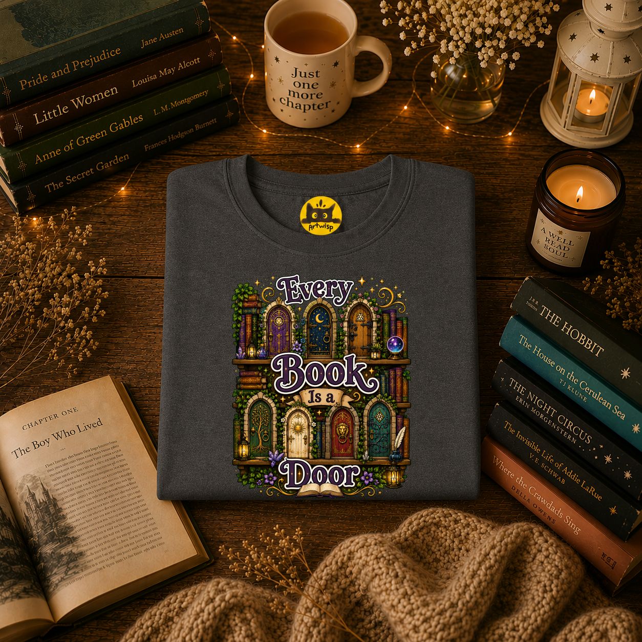 Every Book Is a Door T-Shirt — Literary Fantasy Reader Tee
