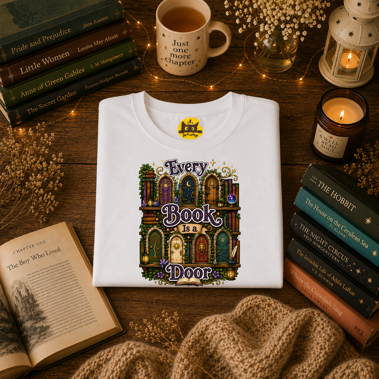 Every Book Is a Door T-Shirt — Literary Fantasy Reader Tee