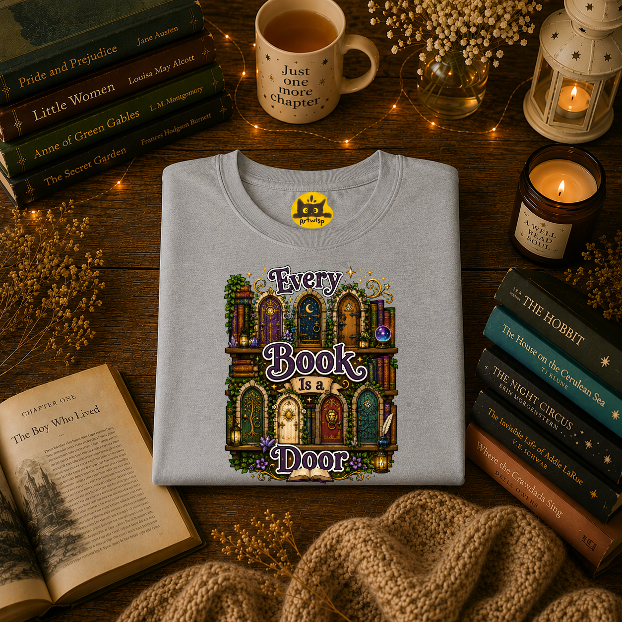 Every Book Is a Door T-Shirt — Literary Fantasy Reader Tee
