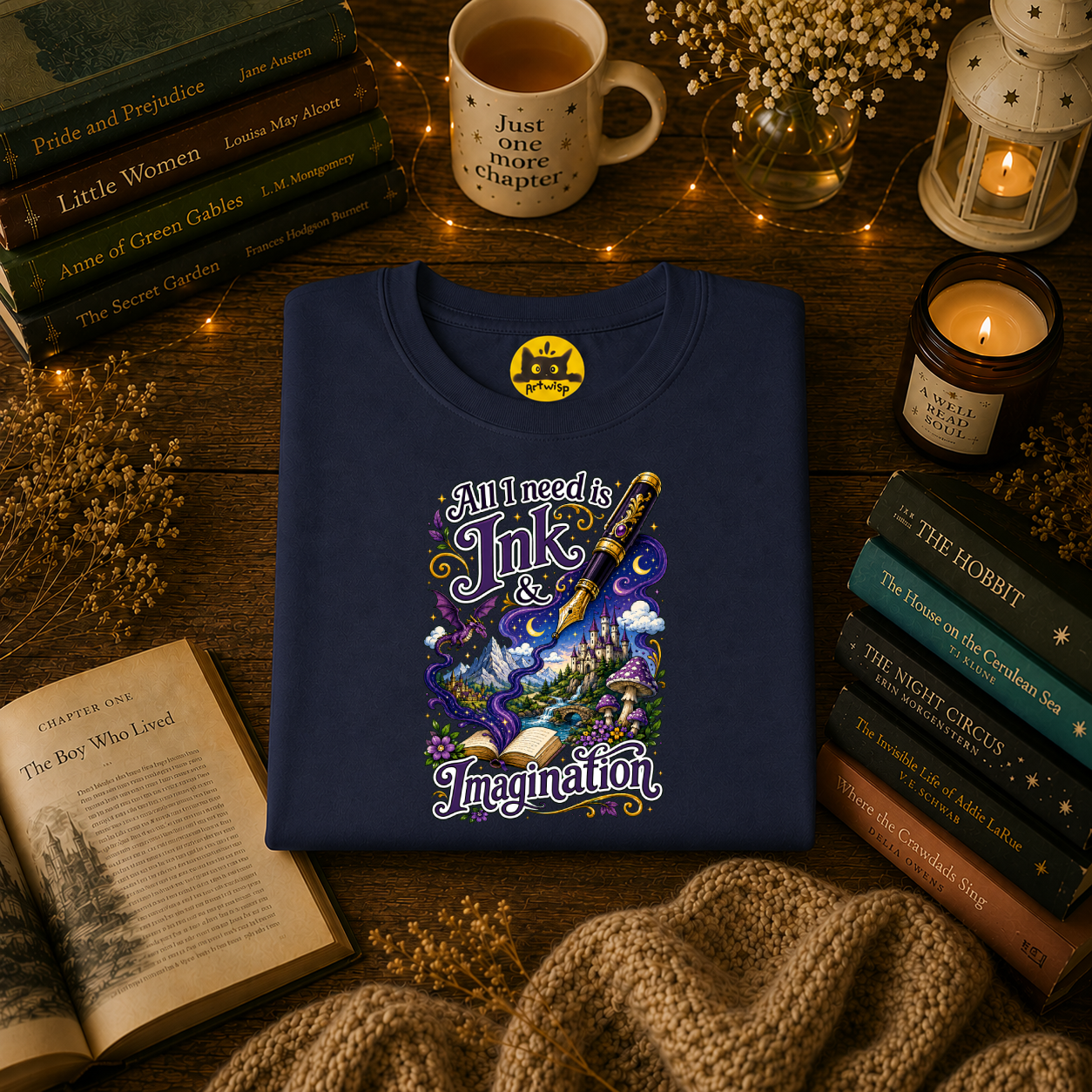 Ink & Imagination T-Shirt — "All I Need Is Ink & Imagination" Artistic Pen Design