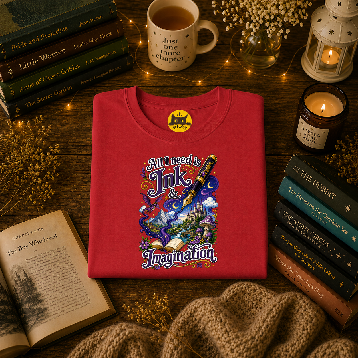Ink & Imagination T-Shirt — "All I Need Is Ink & Imagination" Artistic Pen Design