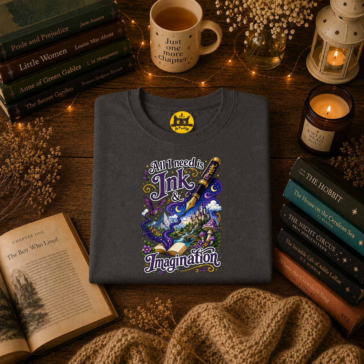 Ink & Imagination T-Shirt — "All I Need Is Ink & Imagination" Artistic Pen Design