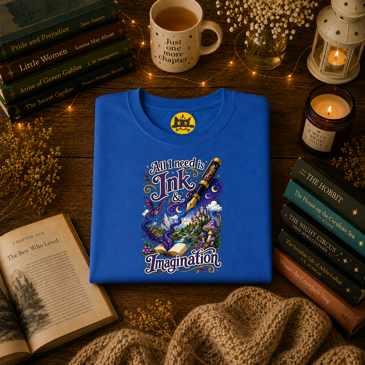 Ink & Imagination T-Shirt — "All I Need Is Ink & Imagination" Artistic Pen Design