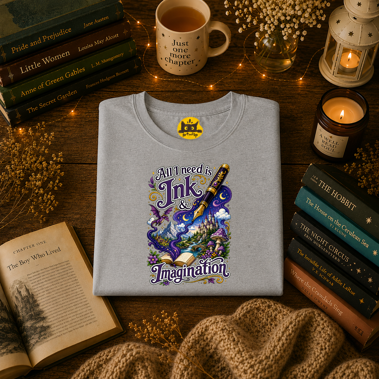 Ink & Imagination T-Shirt — "All I Need Is Ink & Imagination" Artistic Pen Design