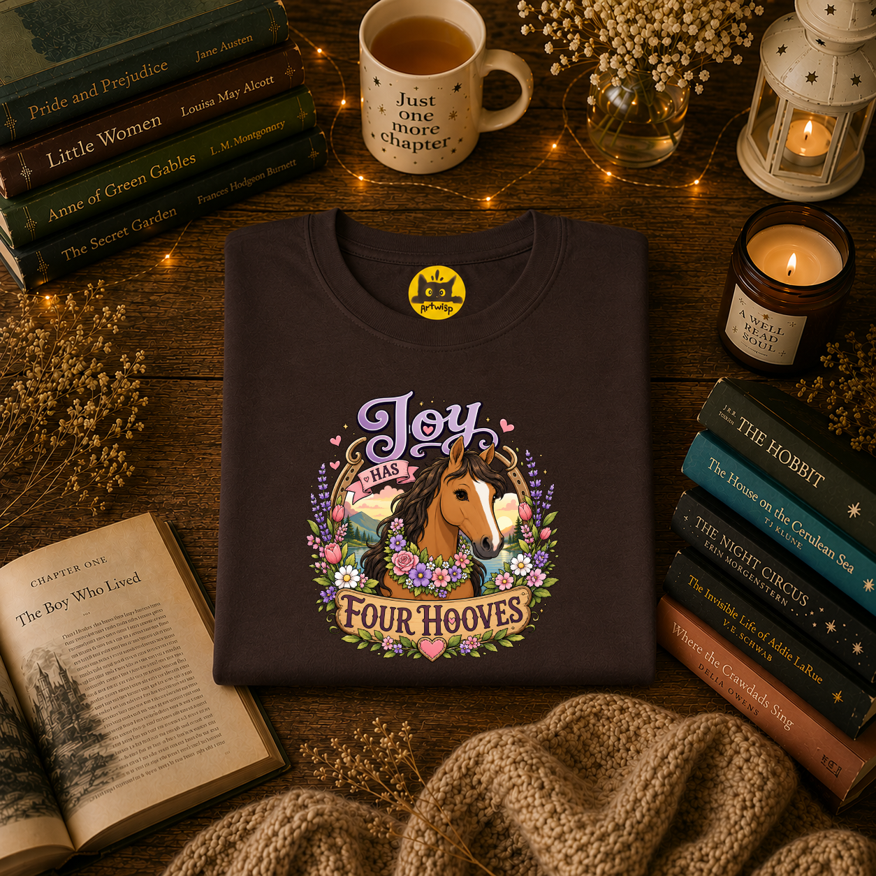 Horse T-Shirt — “Joy Has Four Hooves” Floral Western Tee