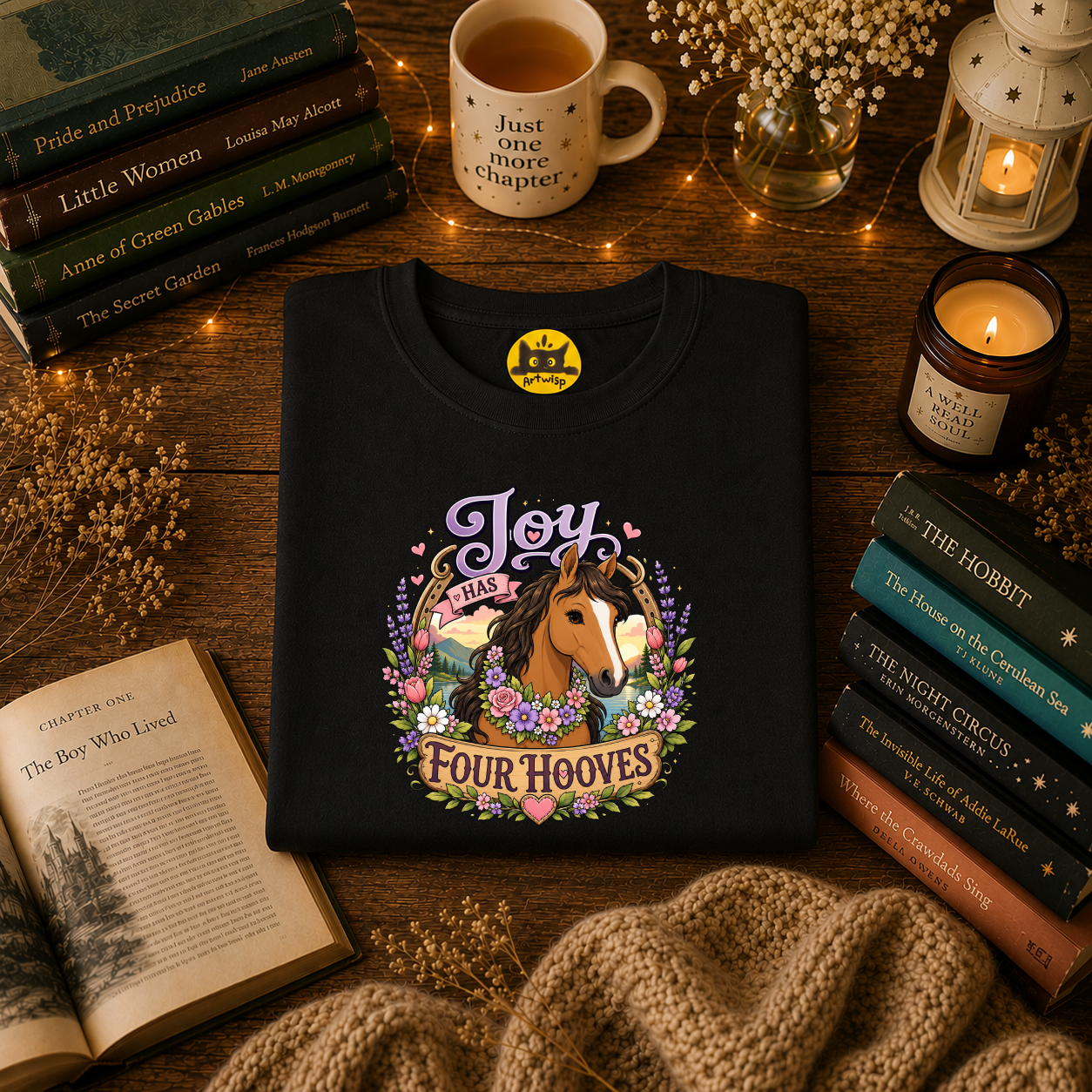 Horse T-Shirt — “Joy Has Four Hooves” Floral Western Tee