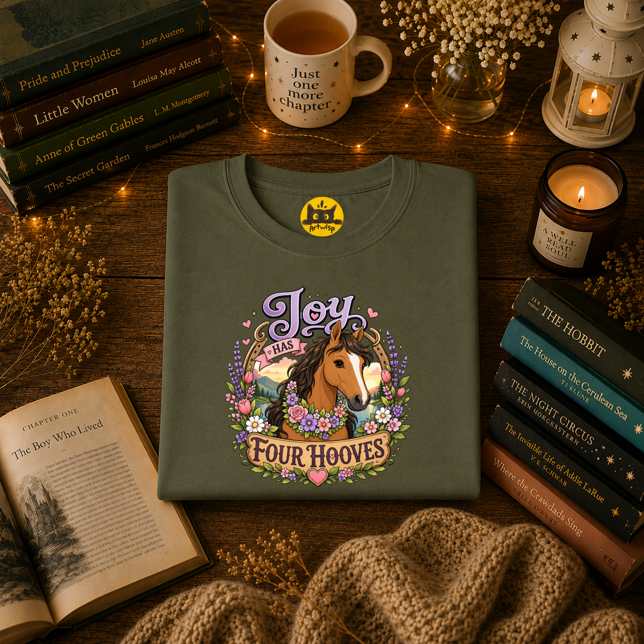Horse T-Shirt — “Joy Has Four Hooves” Floral Western Tee