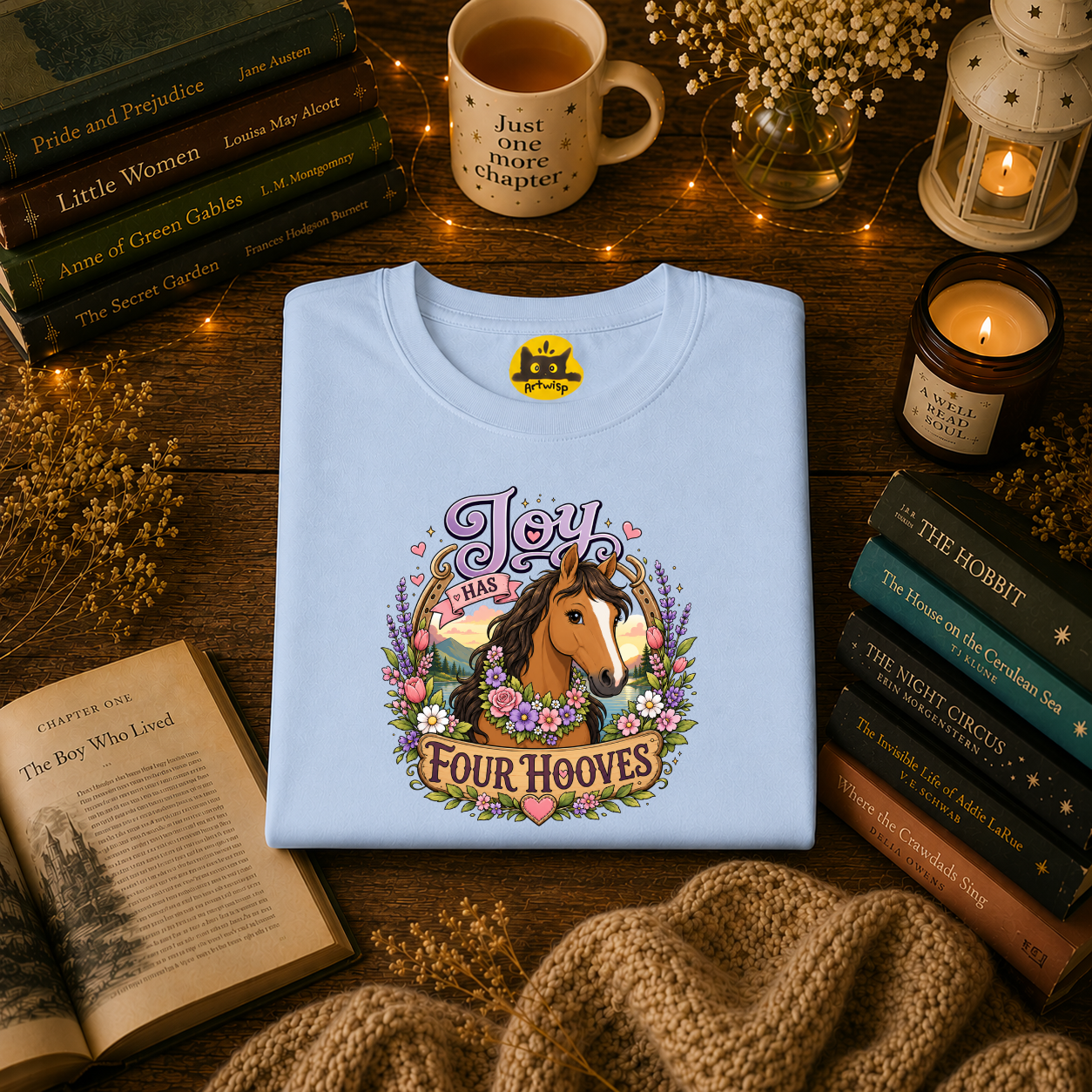 Horse T-Shirt — “Joy Has Four Hooves” Floral Western Tee