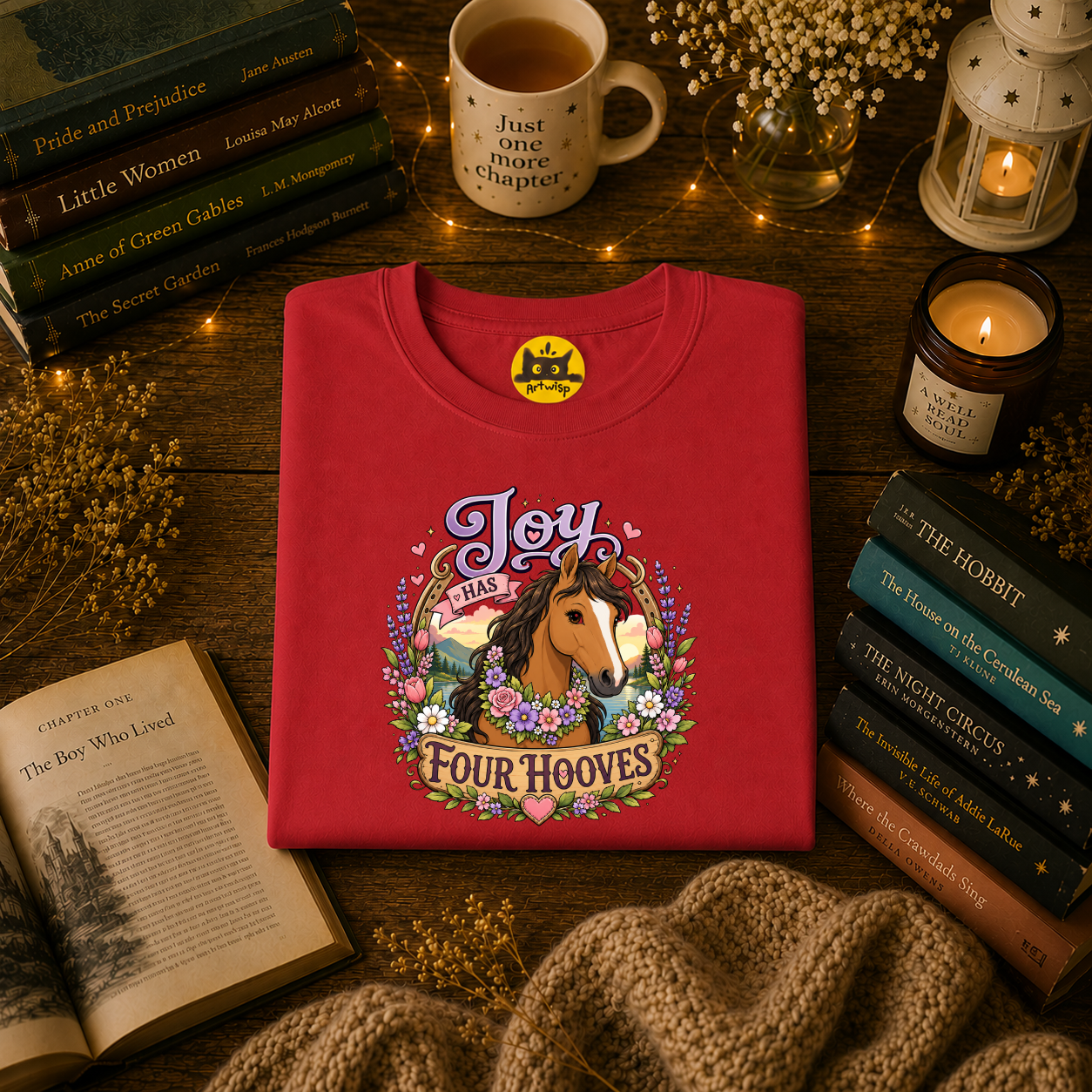 Horse T-Shirt — “Joy Has Four Hooves” Floral Western Tee