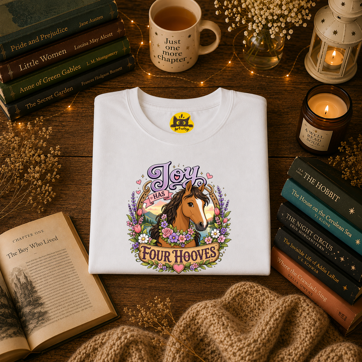 Horse T-Shirt — “Joy Has Four Hooves” Floral Western Tee