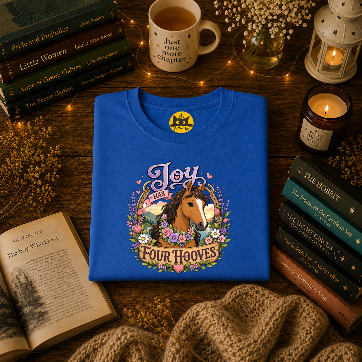 Horse T-Shirt — “Joy Has Four Hooves” Floral Western Tee