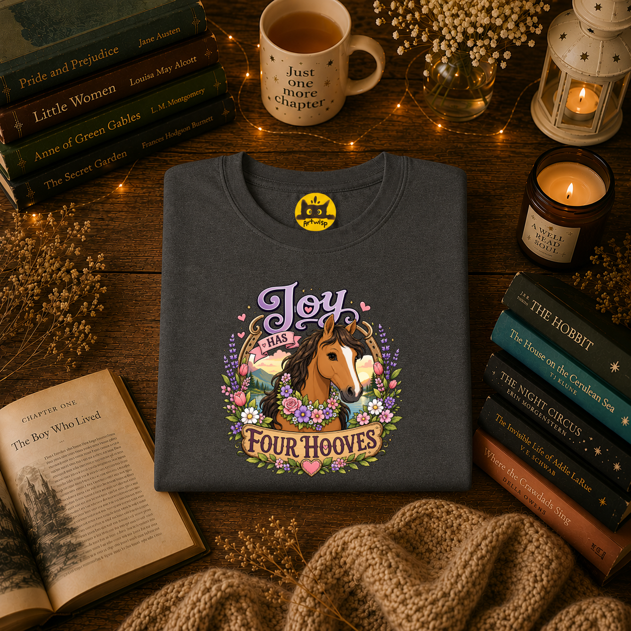 Horse T-Shirt — “Joy Has Four Hooves” Floral Western Tee
