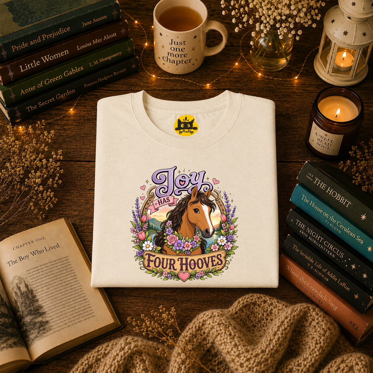 Horse T-Shirt — “Joy Has Four Hooves” Floral Western Tee
