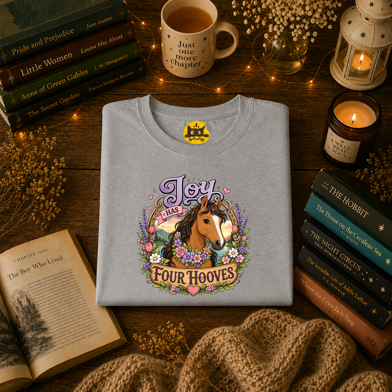 Horse T-Shirt — “Joy Has Four Hooves” Floral Western Tee