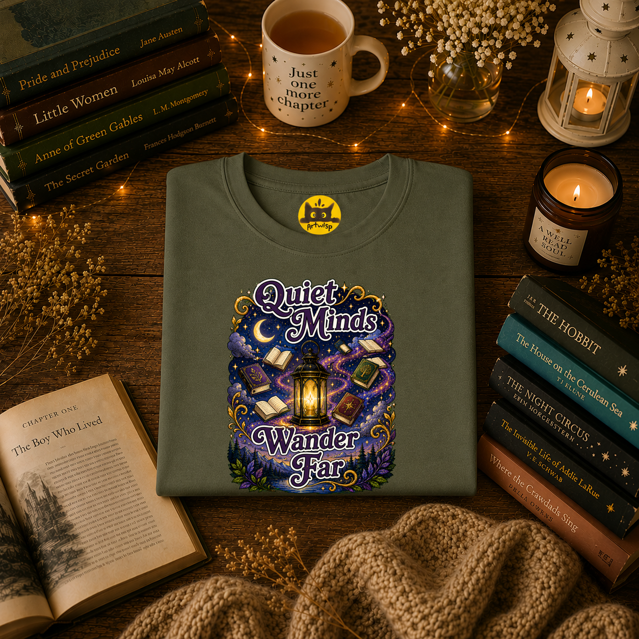 Quiet Minds T-Shirt — Wander Far Bookish Graphic Tee