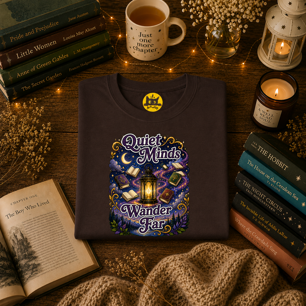 Quiet Minds T-Shirt — Wander Far Bookish Graphic Tee