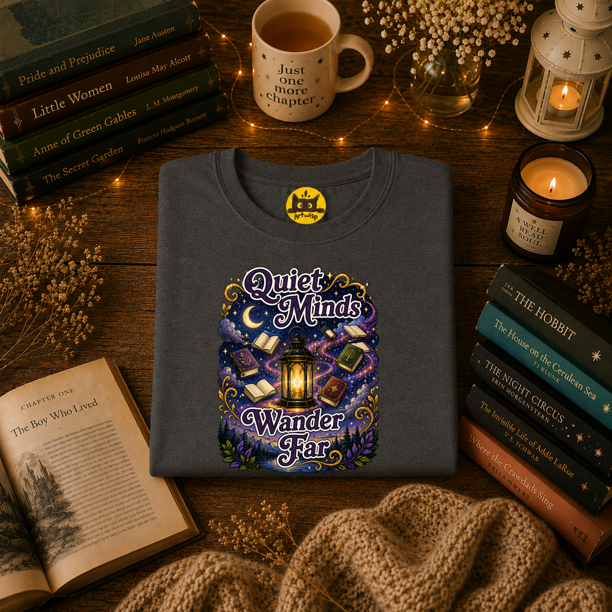 Quiet Minds T-Shirt — Wander Far Bookish Graphic Tee