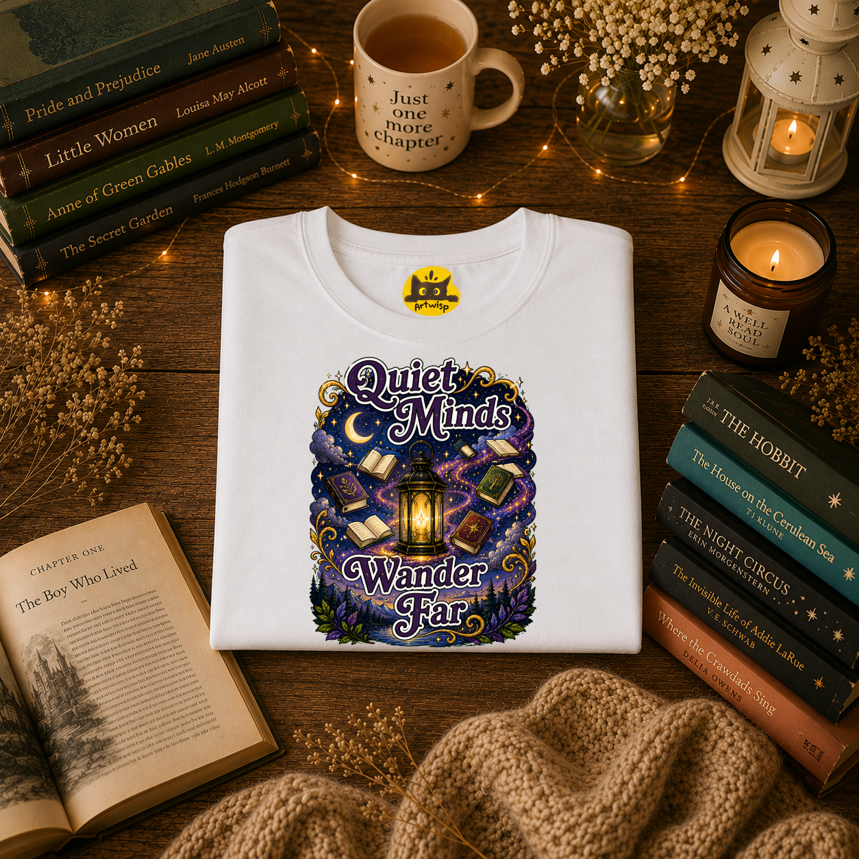 Quiet Minds T-Shirt — Wander Far Bookish Graphic Tee