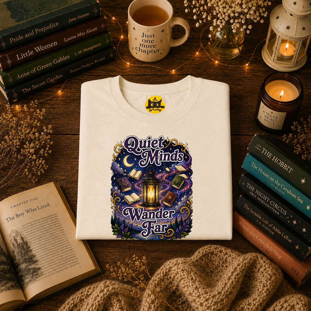 Quiet Minds T-Shirt — Wander Far Bookish Graphic Tee