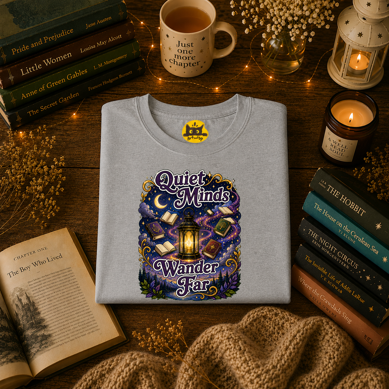 Quiet Minds T-Shirt — Wander Far Bookish Graphic Tee