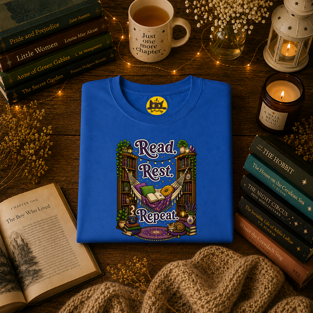 Read. Rest. Repeat. T-Shirt — Cozy Book Lover Tee